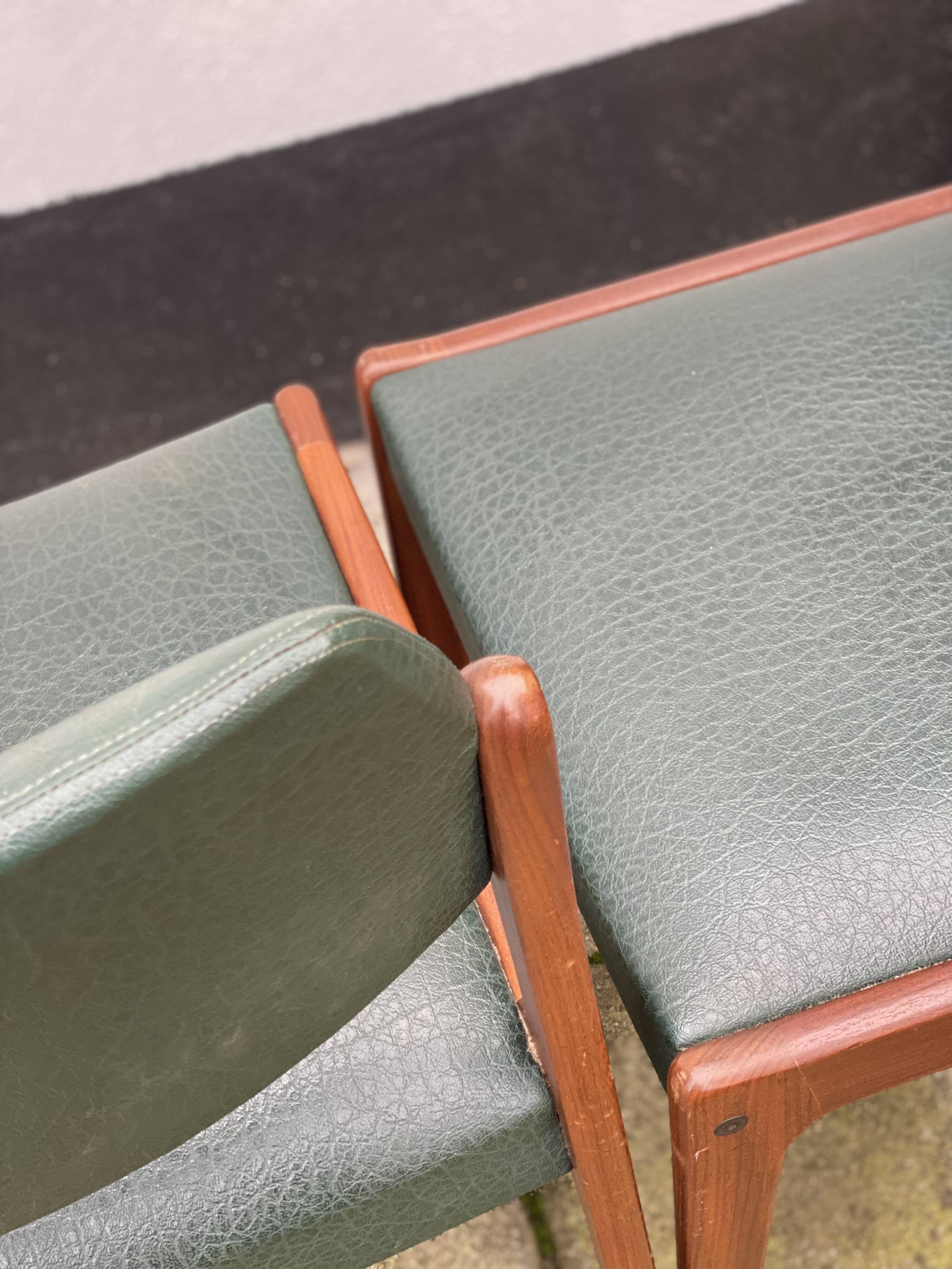 Pair of Scandinavian Teak and leatherette Chairs