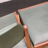 Pair of Scandinavian Teak and leatherette Chairs