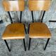 Pair of antique chairs in black metal + wooden seat & back