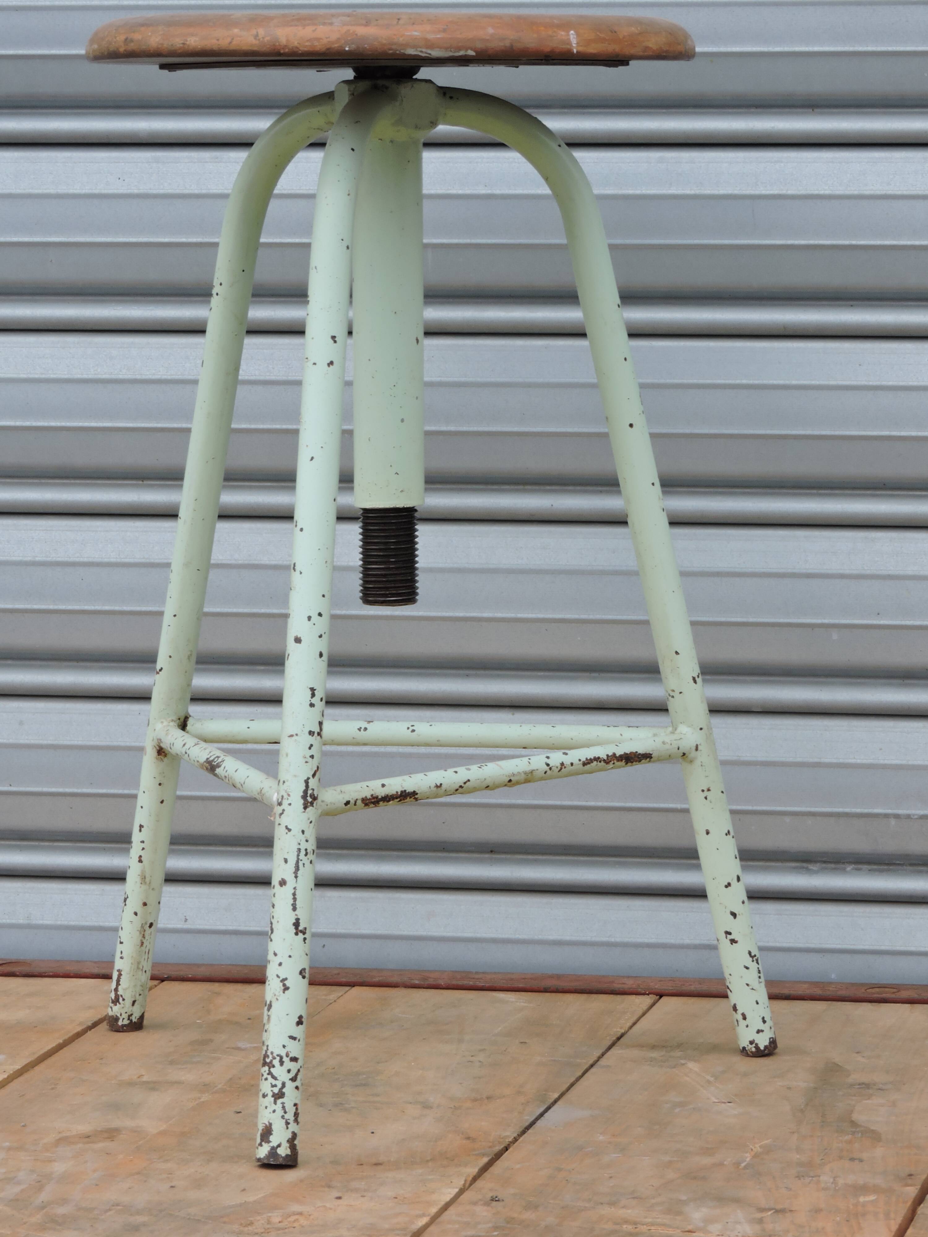 Industrial tripod stool establishments Sautereau Paris adjustable in height