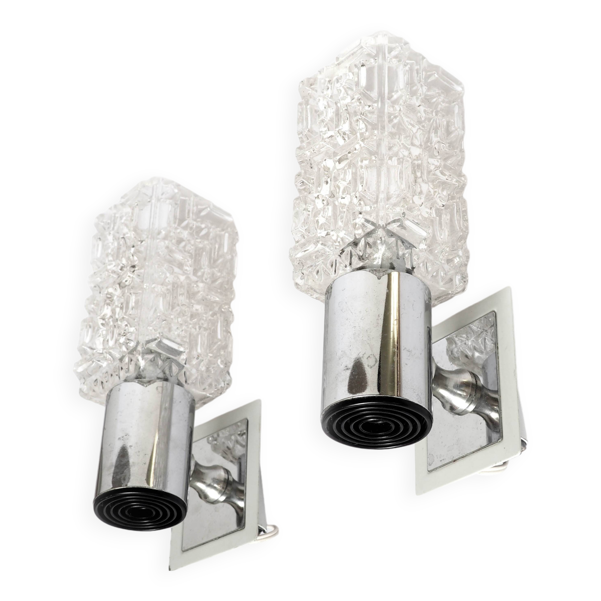 Pair of Targetti glass and chrome wall lights