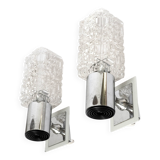 Pair of Targetti glass and chrome wall lights