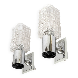 Pair of Targetti glass and chrome wall lights