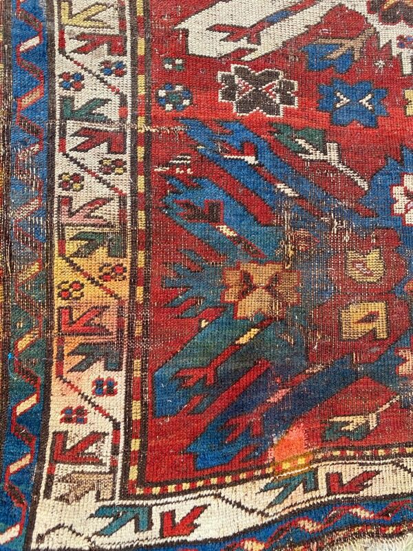 Ancient Caucasian carpet Kazak eagle 143x257 cm