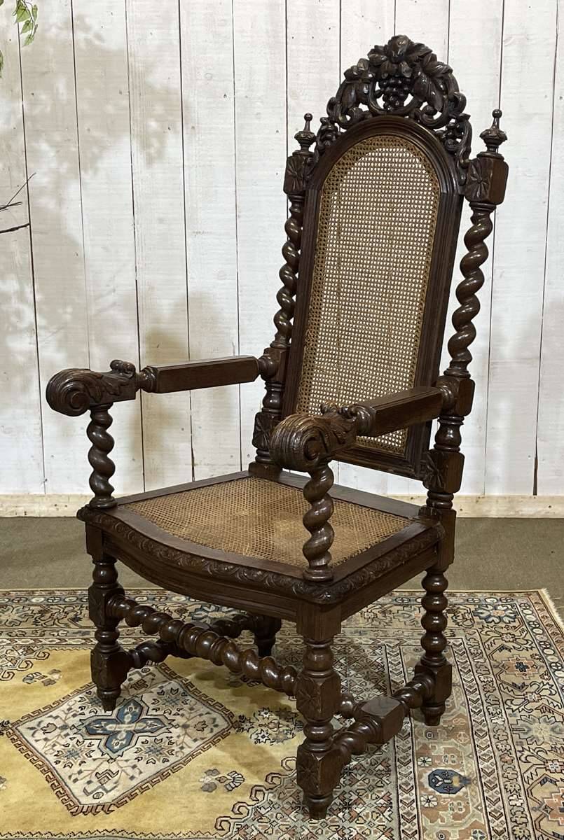 Louis XIII style armchair in oak - early 20th century
