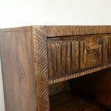 Meuble d'appoint, en bois massif sculpté, style ethnique