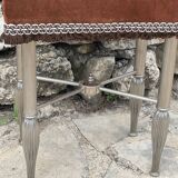 Charming stool in brown velvet and chrome metal