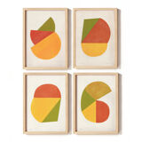 Series of 4 collages on old paper signed Eawy