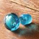 Large blown crystal bottle, twisted, turquoise blue, early 20th century.