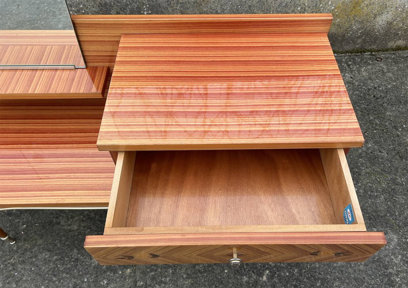 Vintage dressing table, marquetry, 50s / 60s