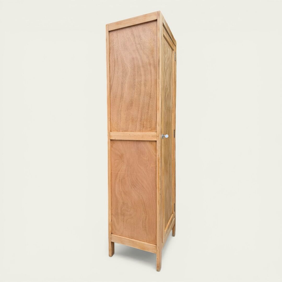 Parisian bonnetière wardrobe in raw wood, 1950.