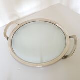 Glass and silver-plated metal tray