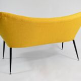Two-seater vintage sofa, german democratic republic, 1960, yellow