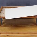 Table de chevet en érable, style milieu du siècle, années 1960, avec étagère en verre opale, restaurée, Tchécoslovaquie