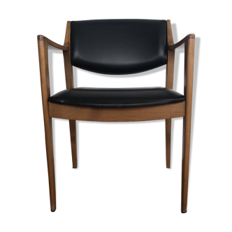 Thonet chair in wood and Scandinavian-style leather imitation trim