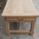 Farm table in solid oak raw wood 2 drawers
