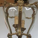 Lantern, chandelier 2 lights, glass and bronze