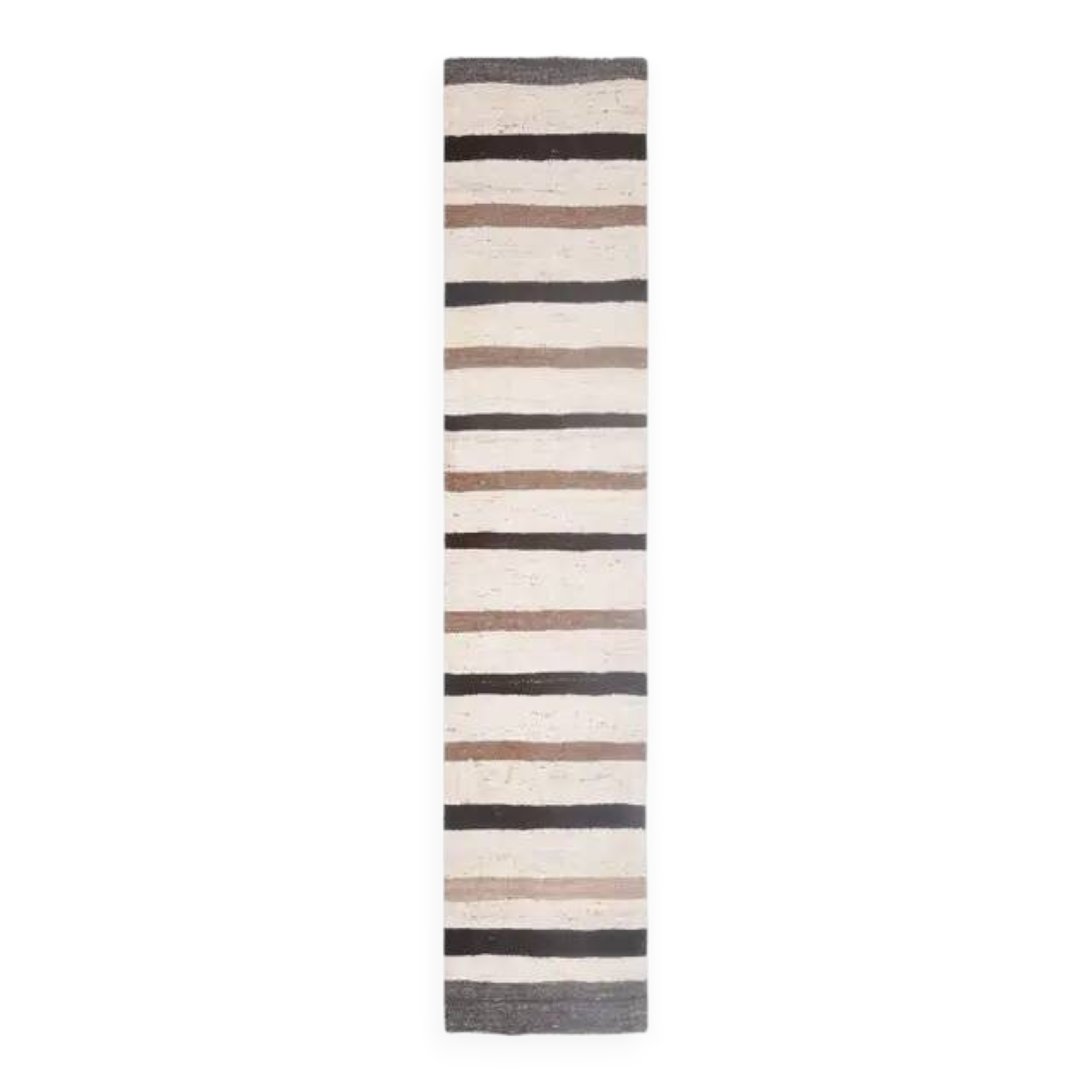 1970s Vintage Turkish Handmade Wool Cotton Beige Kilim Rug 73x345