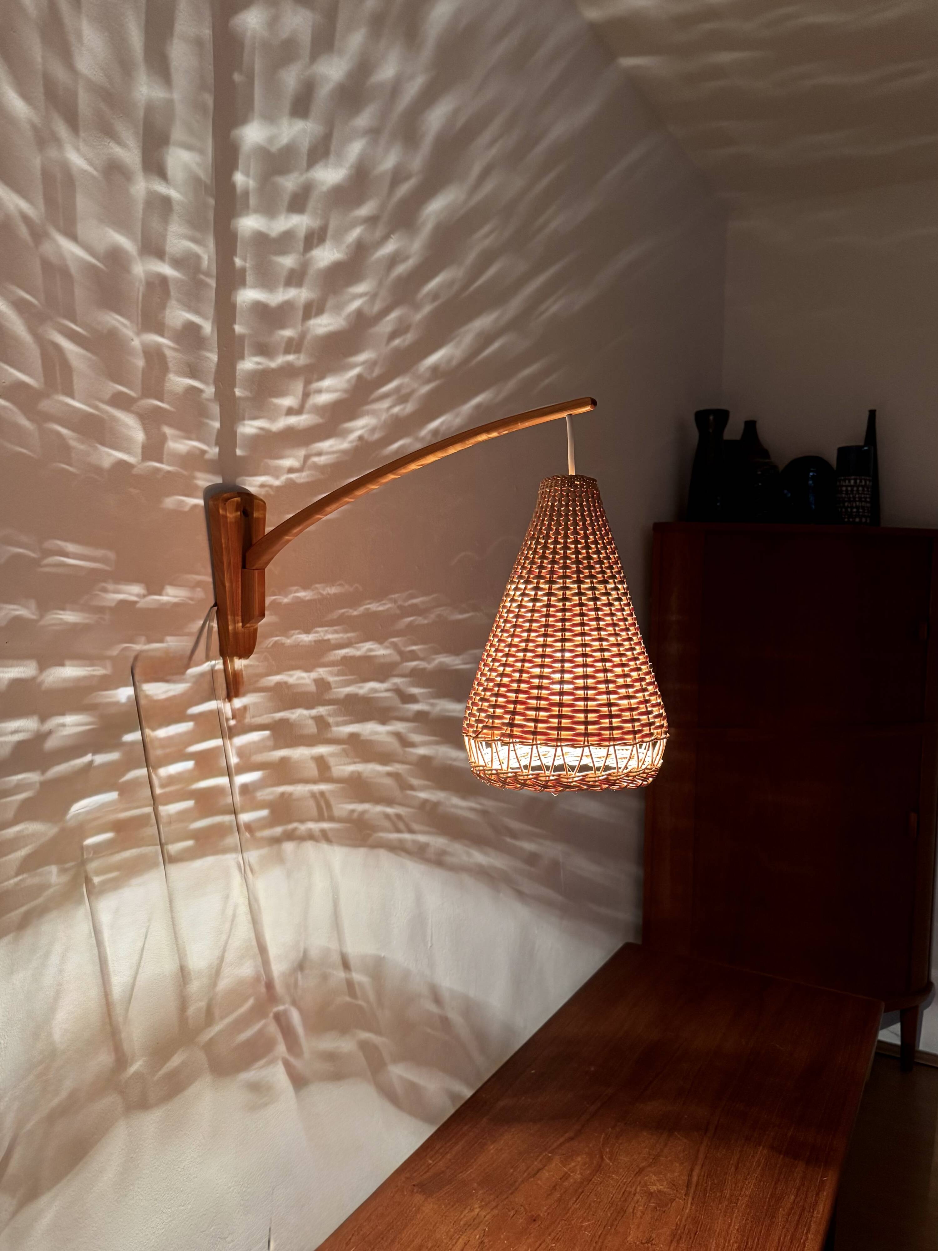 Elm and Wicker Wall Lamp