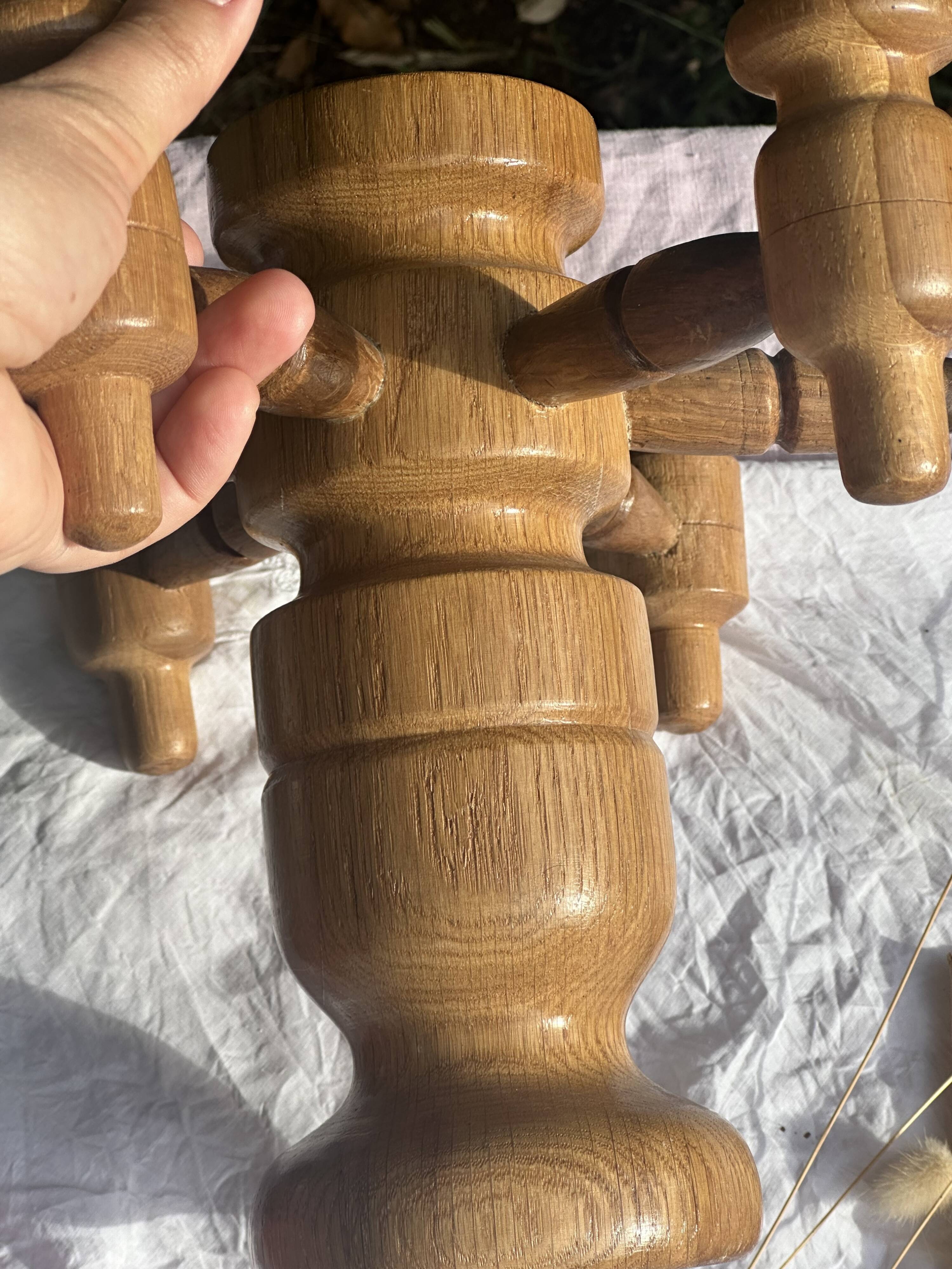 Vintage Scandinavian Candle Holder in Natural Wood, 60s Design - 7 Candles