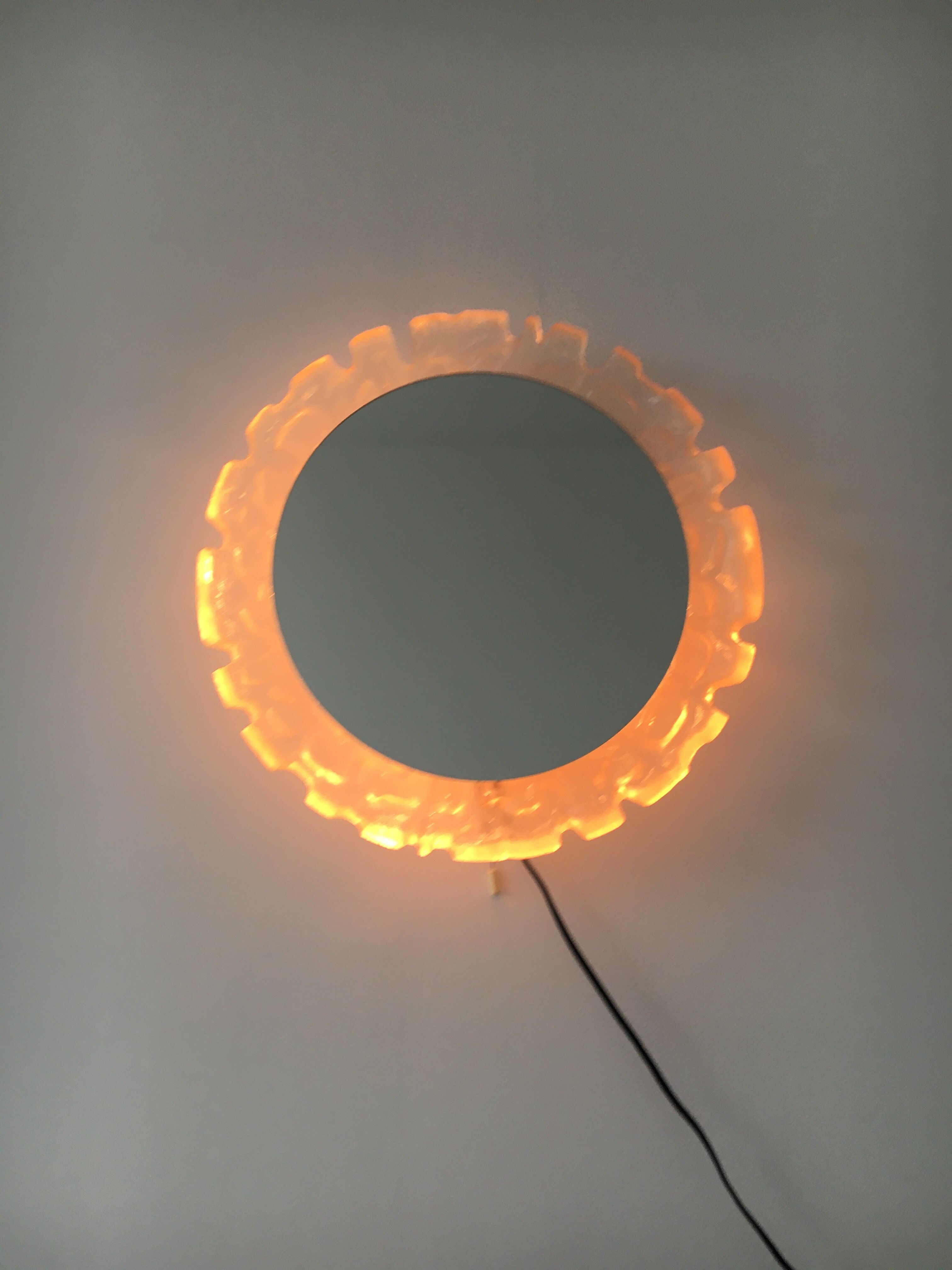 Hillebrand vintage Lucite wall mirror with backlight , 1970's , Germany