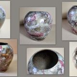 Vase boule en verre laqué line