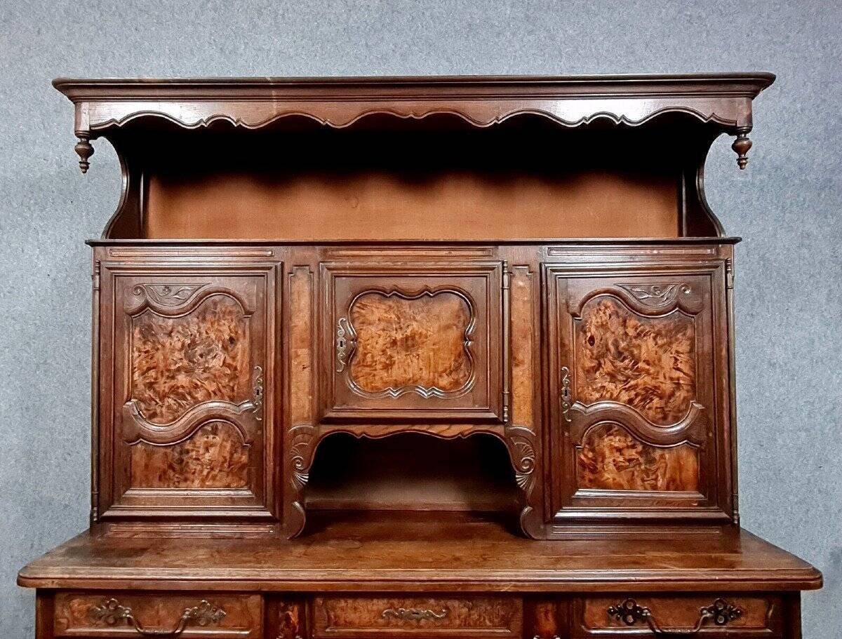 important Bressan two-body sideboard in walnut and burl circa 1880
