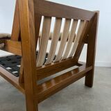 Pair of lounge chairs in wood and designer fabric from the 60s vintage Scandinavian look