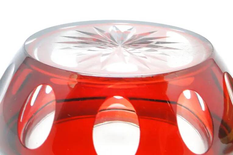 Bonbonnière Art Déco, verre rubis, laiton, Allemagne, années 1930