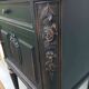 Romantic black bedside table with patinated marble and wood