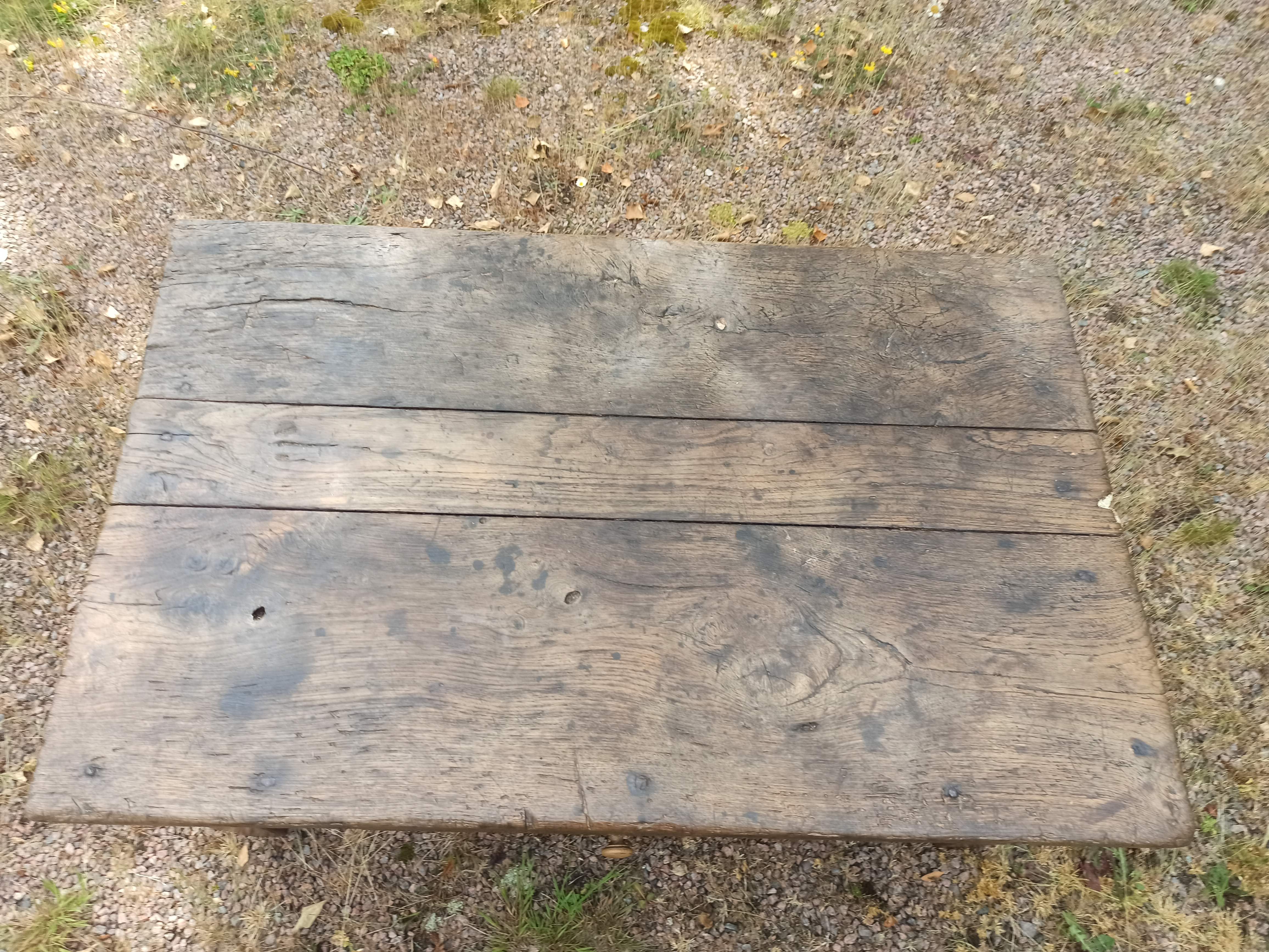 Rustic solid oak coffee table farmhouse initials J C