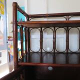 Support buffet bibus woven rattan 2 doors in caning - vintage 60s/70s