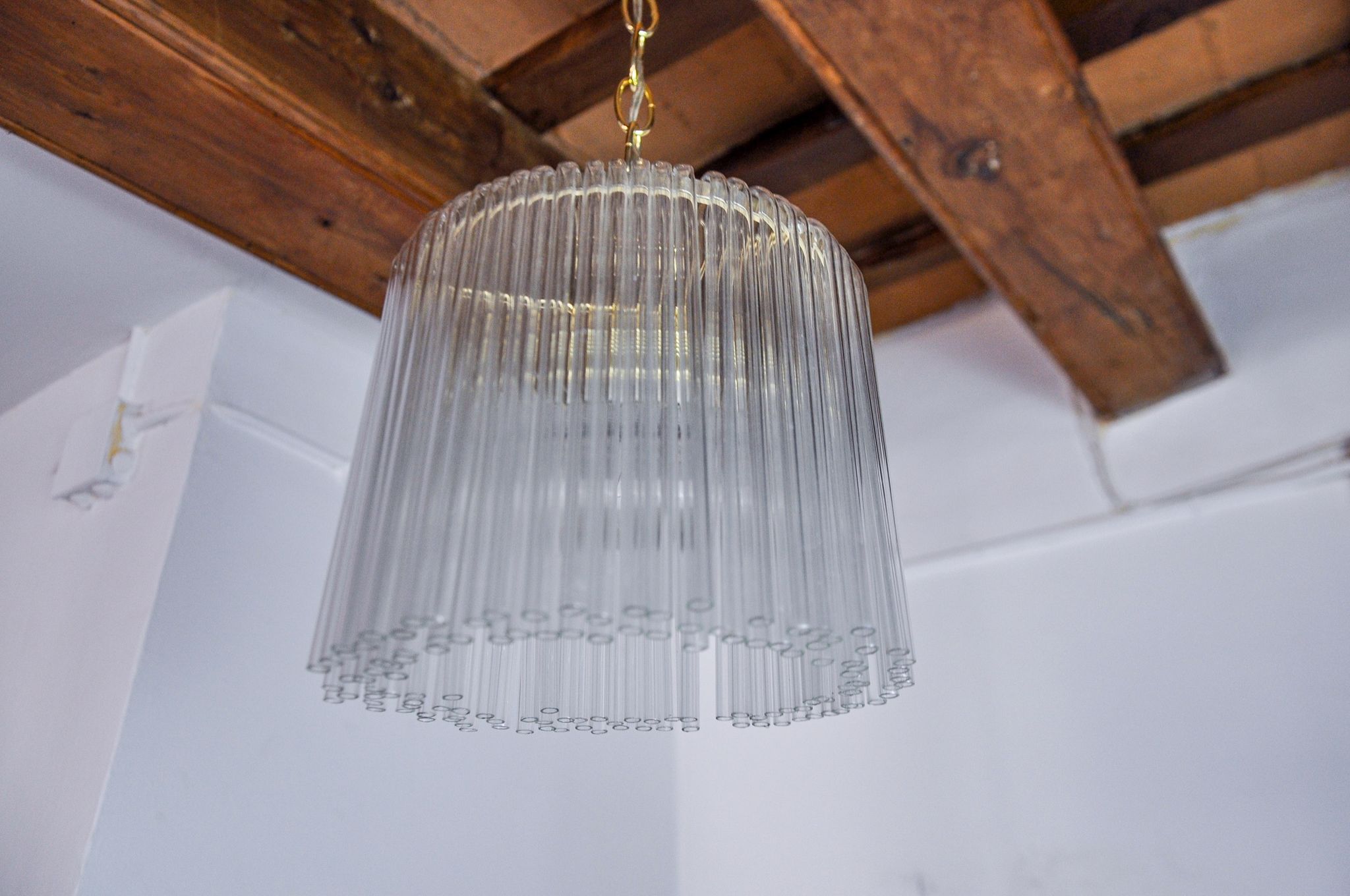 Venini pendant lamp, murano tubular glass, Italy, 1970