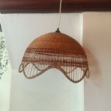 Rattan chandelier duo