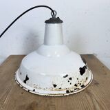 Industrial British White Enamel Factory Pendant Lamp from Benjamin, 1960s