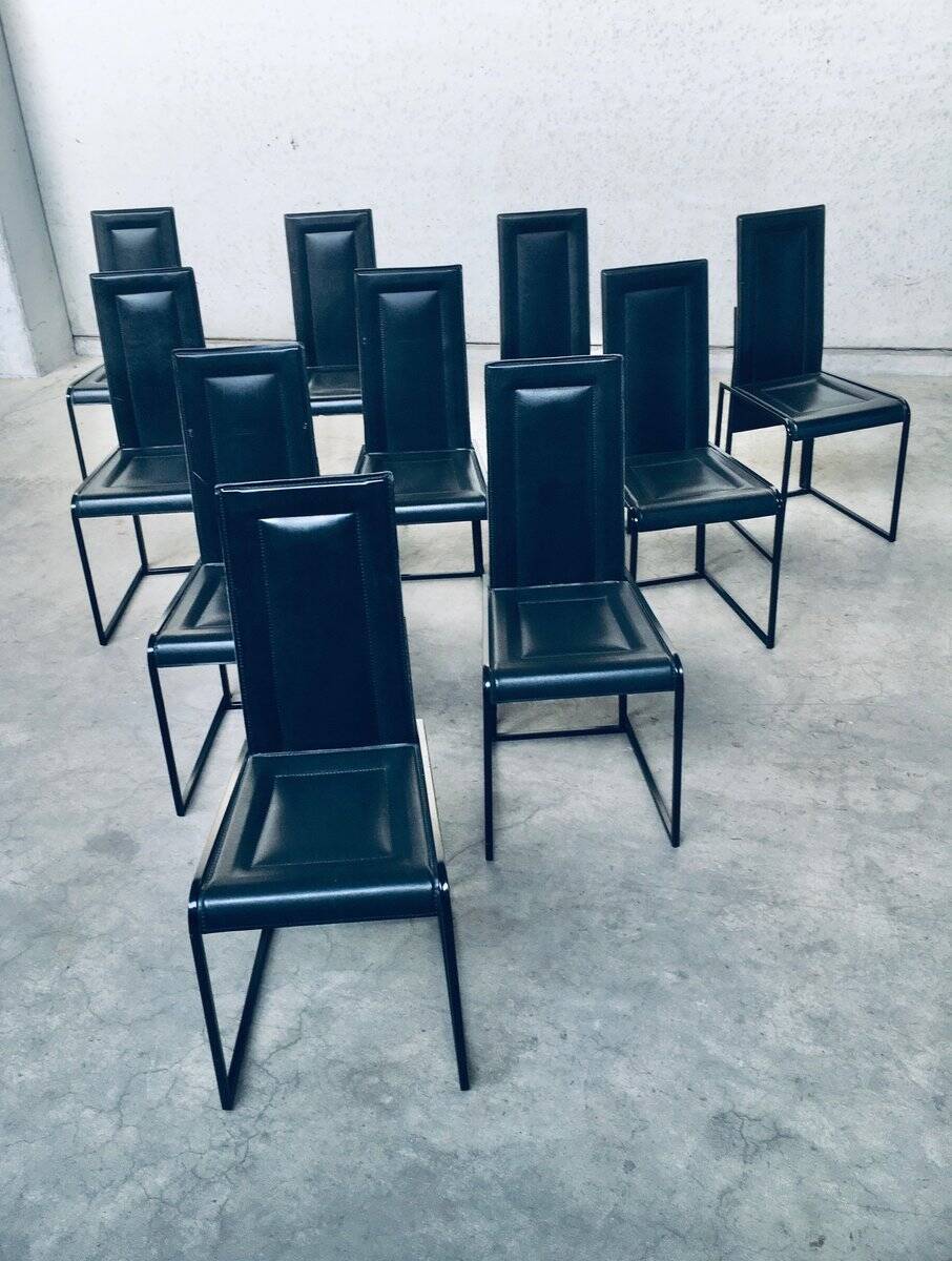 Postmodern architectural dining chairs, Italy, 1980s, set of 10