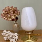 Vintage globe table lamp in white opaline