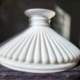 1930s Lamp Shade Art Deco White Opaline Ribbed Glass Lamp Shade Office