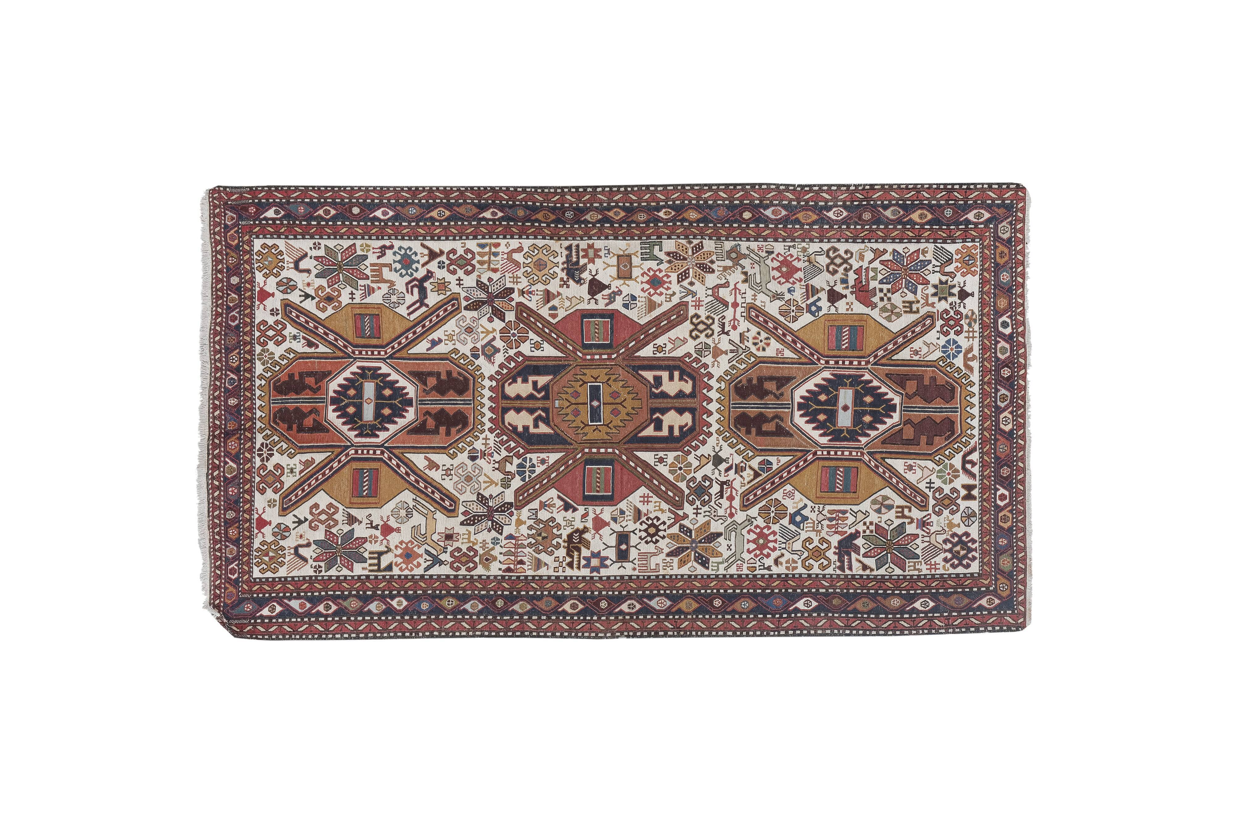 Vintage Turkish rug from Oushak, hand-woven 107x192 cm