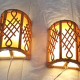 Pair of bamboo sconces 70s