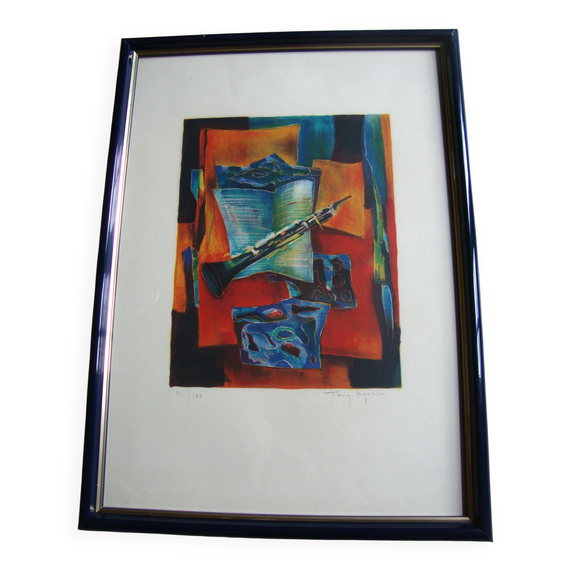 Tony agostini (bastia 1916-1990) litho nature morte ecole de paris