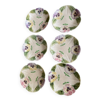 Lot de 6 assiettes à dessert en barbotine