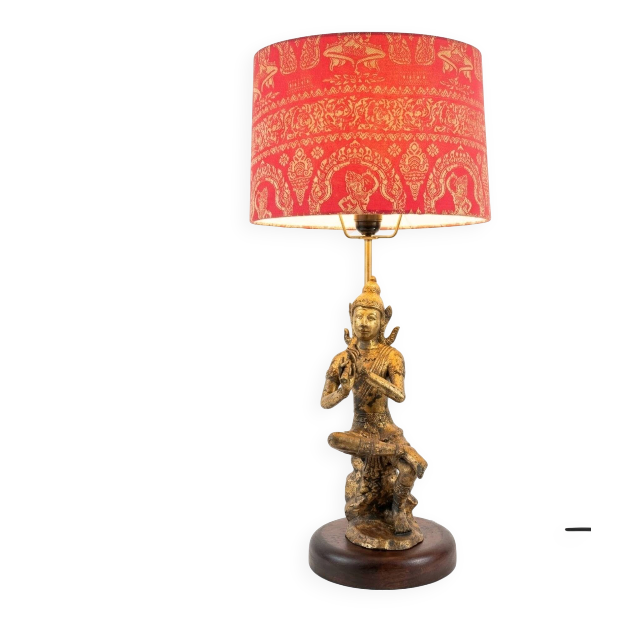 Unique and monumental Siamese bronze lamp from the 19th century, stamped.