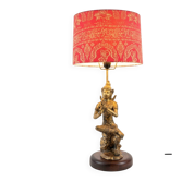 Unique and monumental Siamese bronze lamp from the 19th century, stamped.
