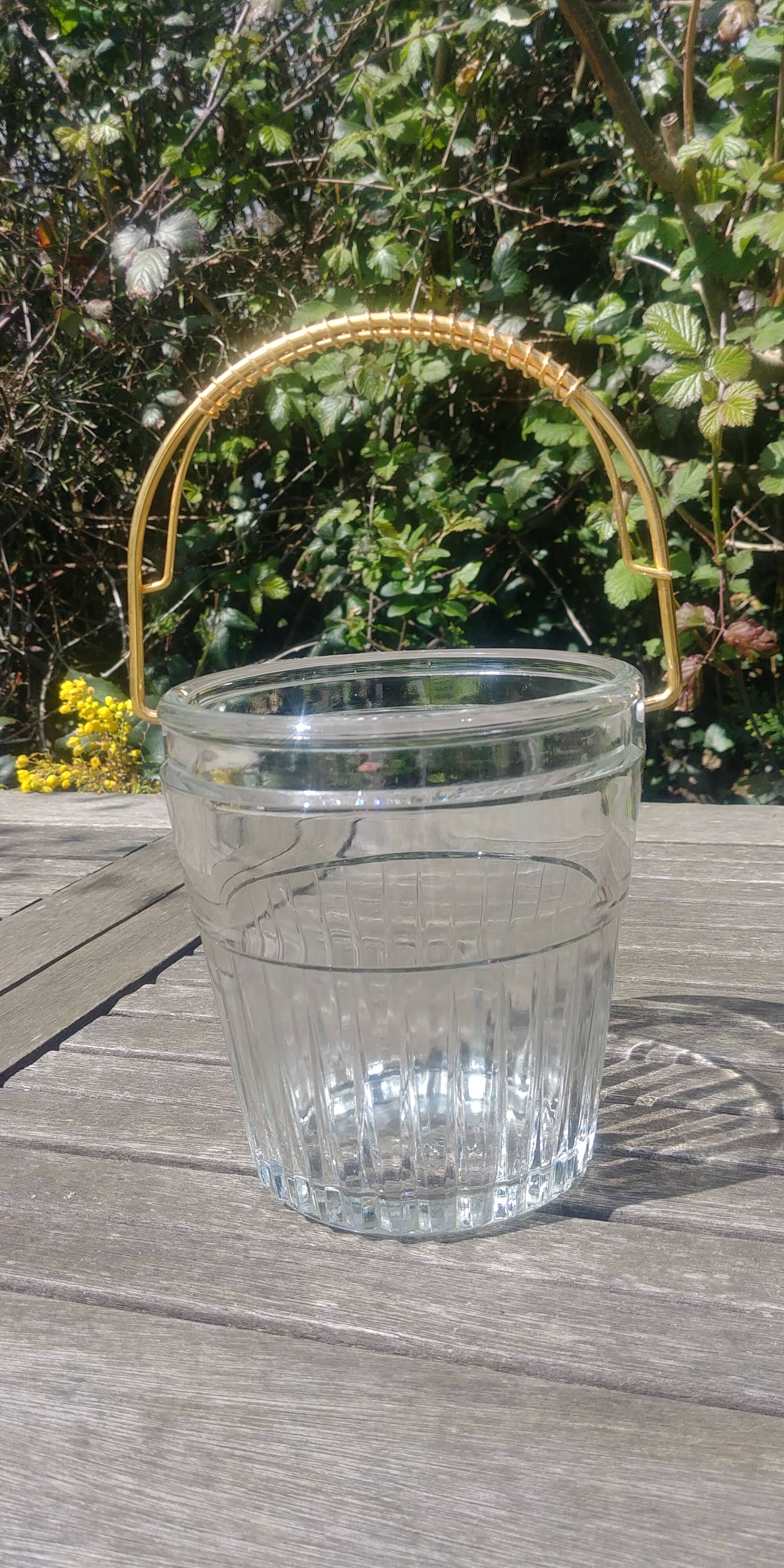Vintage cut glass ice bucket 60s