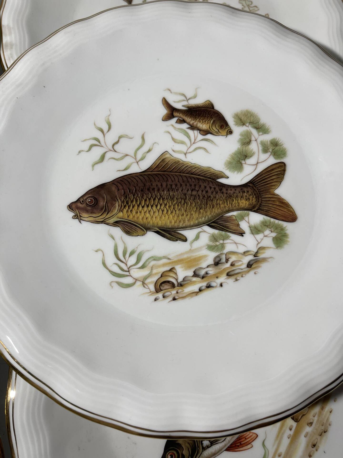 Fish plates in Limoges porcelain – Vintage service for 6