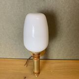 Portuguese opaline glass and wood wall sconce light