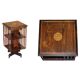 Bibliothèque tournante Edwardian en bois dur avec incrustation Sheraton
