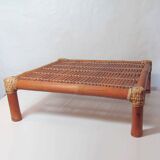 Bamboo rattan square coffee table