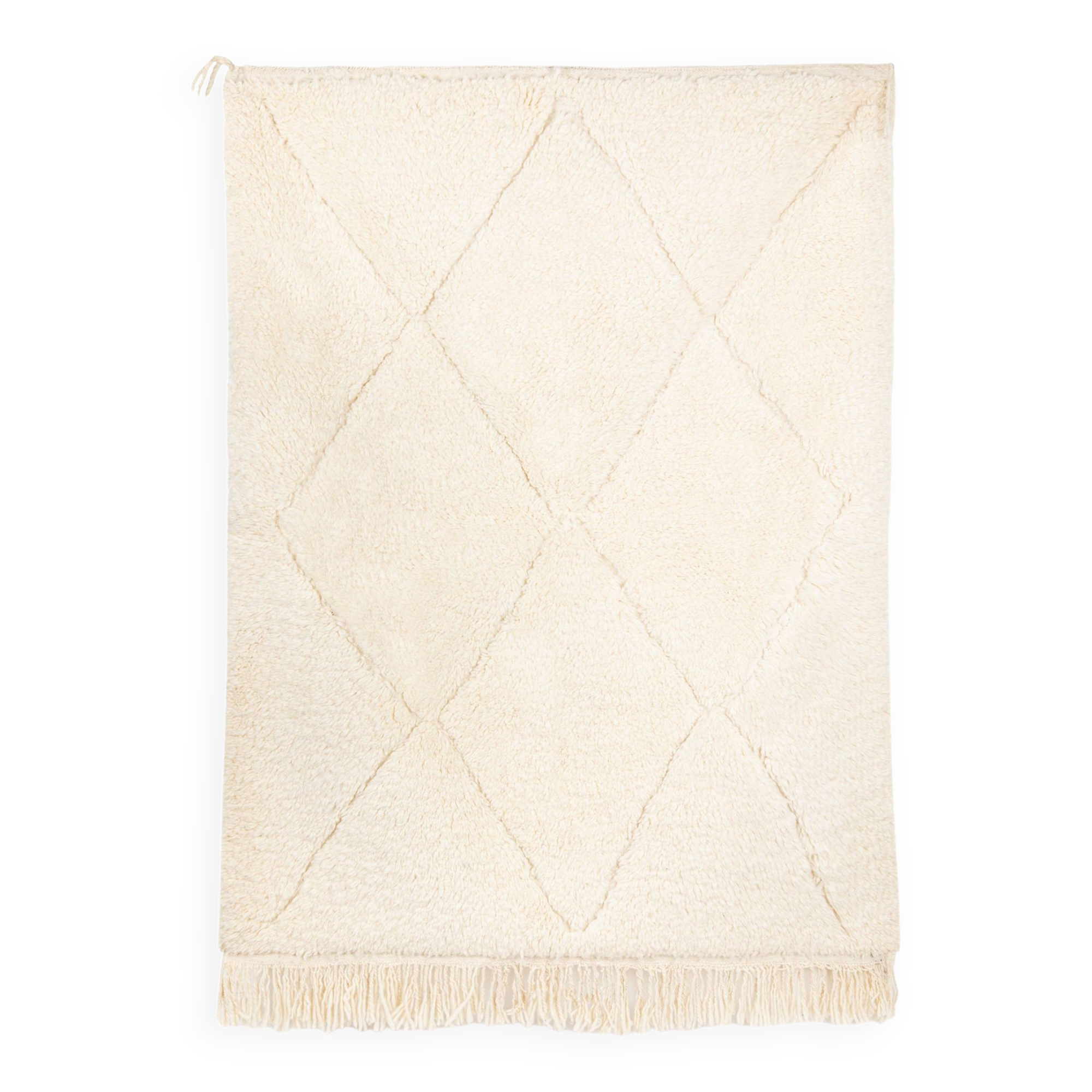 Berber carpet beni urain ecru with diamonds in relief 157 x 115 cm